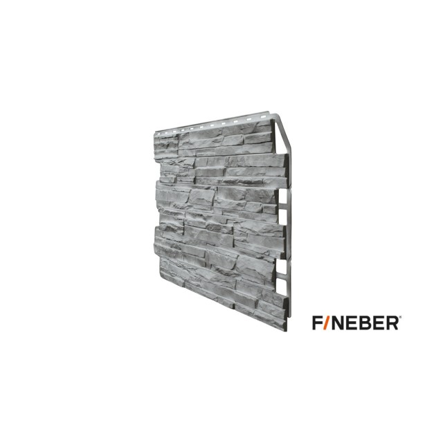 Фасадная панель ПВХ FineBer (Файнбир) Дачный Скол 3D-Facture Светло-серый
