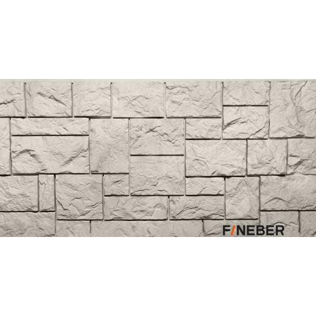 Фасадная панель ПВХ FineBer (Файнбир) Камень Дикий Жемчужный